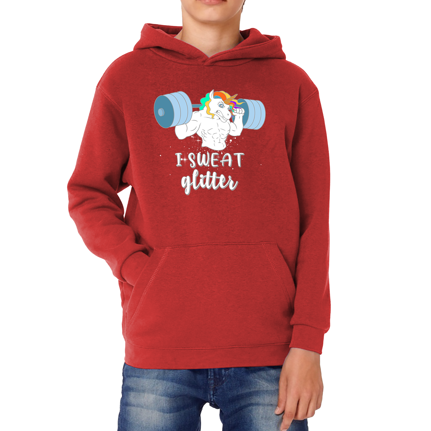 I Sweat Glitter Weightlifting Unicorn Gym Hoodie