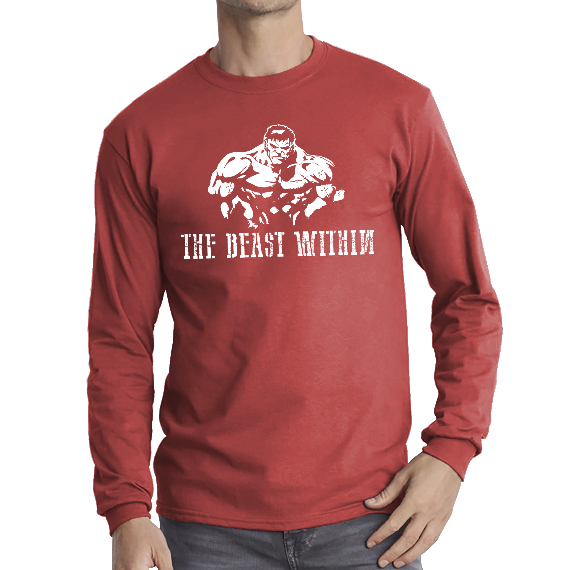 The Beast Within Hulk Bodybuilding Gym Workout Fitness Gym Training Adult Long Sleeve T Shirt