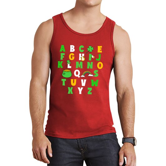 St Patrick's Day Alphabet Letters Alphabet A - Z Shamrock Alphabet St Paddy's Letters Tank Top