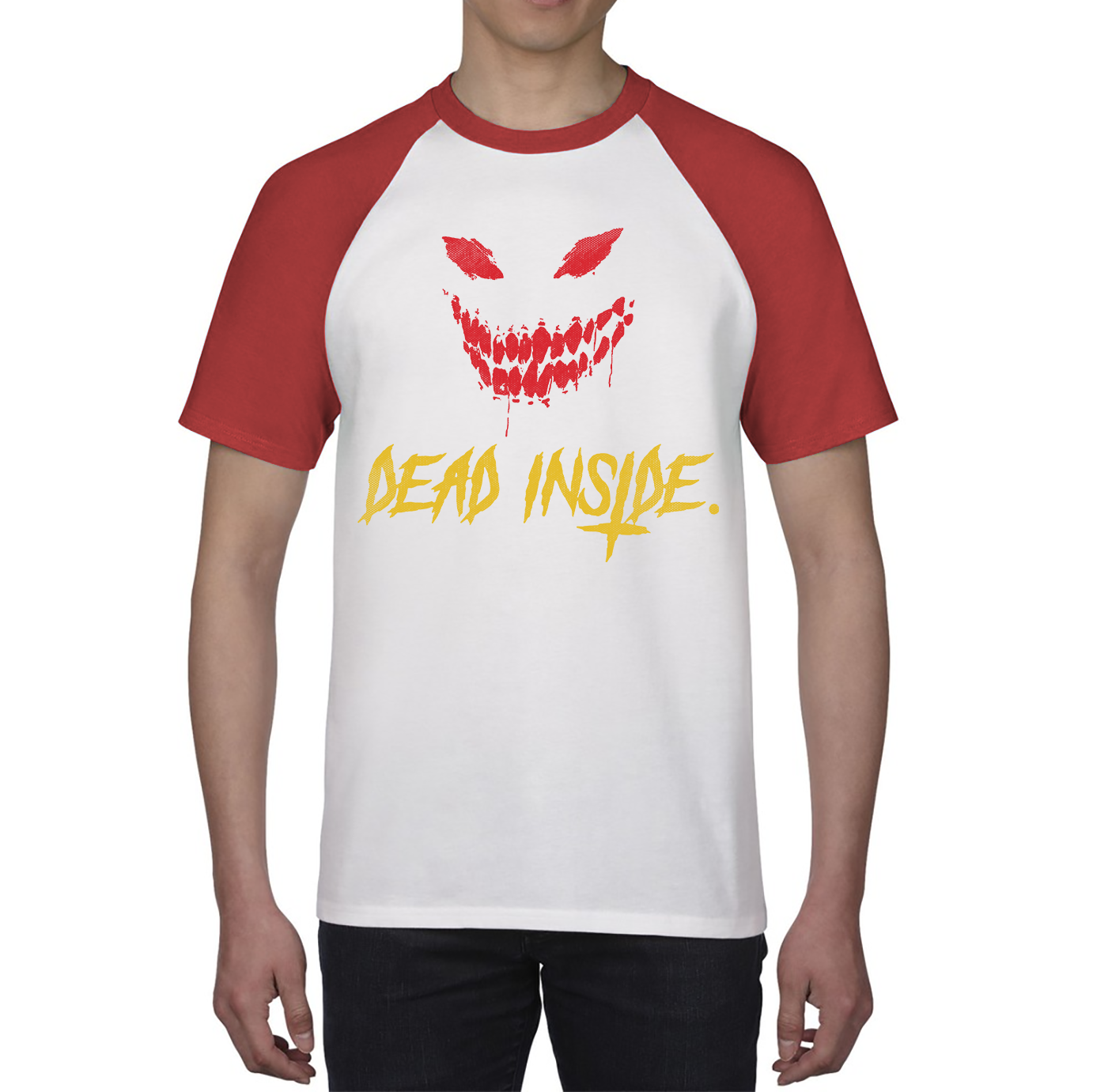 Dead Inside Scary and Horror Face Scary Skull Face Baseball T Shirt