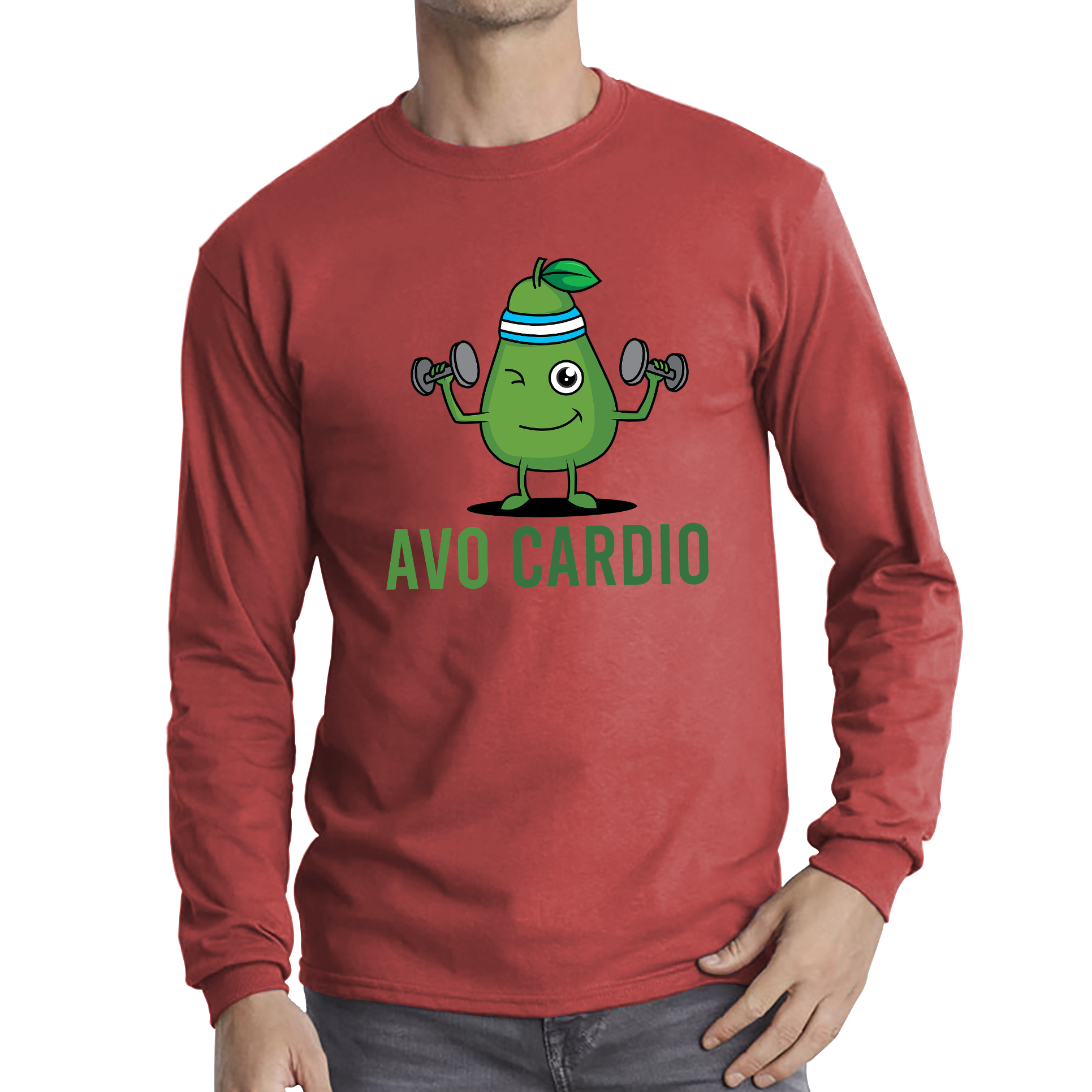 Avo Cardio Funny Avocado Fitness Adult Long Sleeve T Shirt