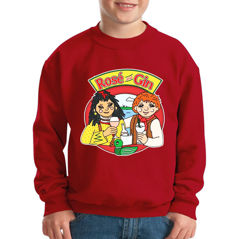 Rosé and Gin Funny 90's TV Show Rosie and Jim Boat Wine Kids Sweatshirt