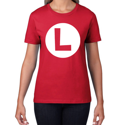 Mario Bros Character Logo Luigi Mario Waluigi Peach Bowser Toad Retro Gaming Womens Tee Top