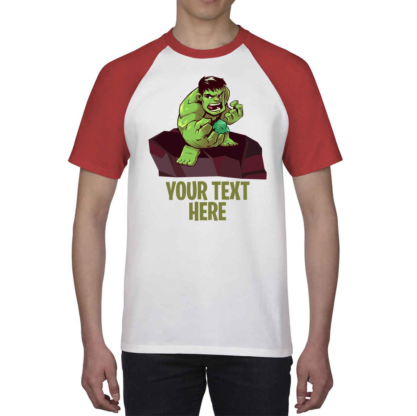 Personalised Your Text Hulk Shirt Comic Superhero Birthday Gift Baseball T Shirt
