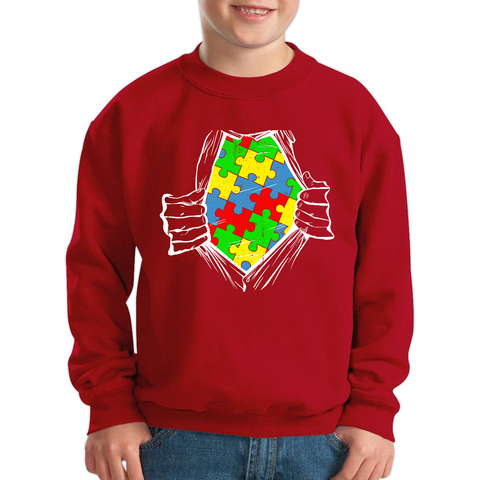 Autism Superhero Special Education Teacher Digital Art Kids Sweatshirt