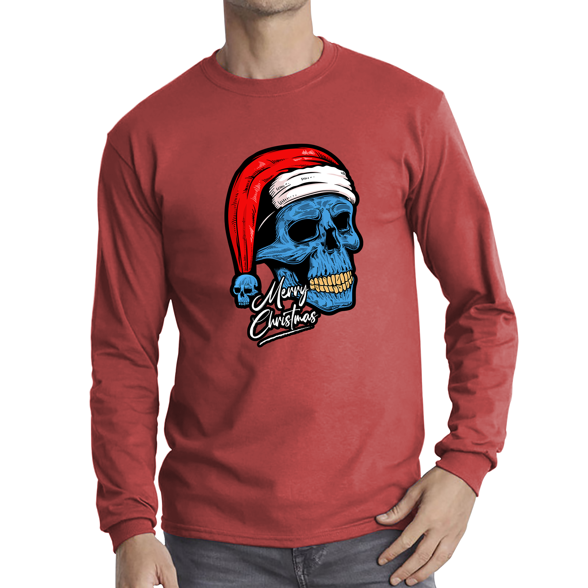 santa skull long sleeve t shirt