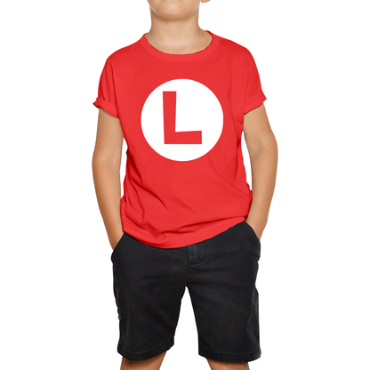 Mario Bros Character Logo Luigi Mario Waluigi Peach Bowser Toad Retro Gaming Kids Tee