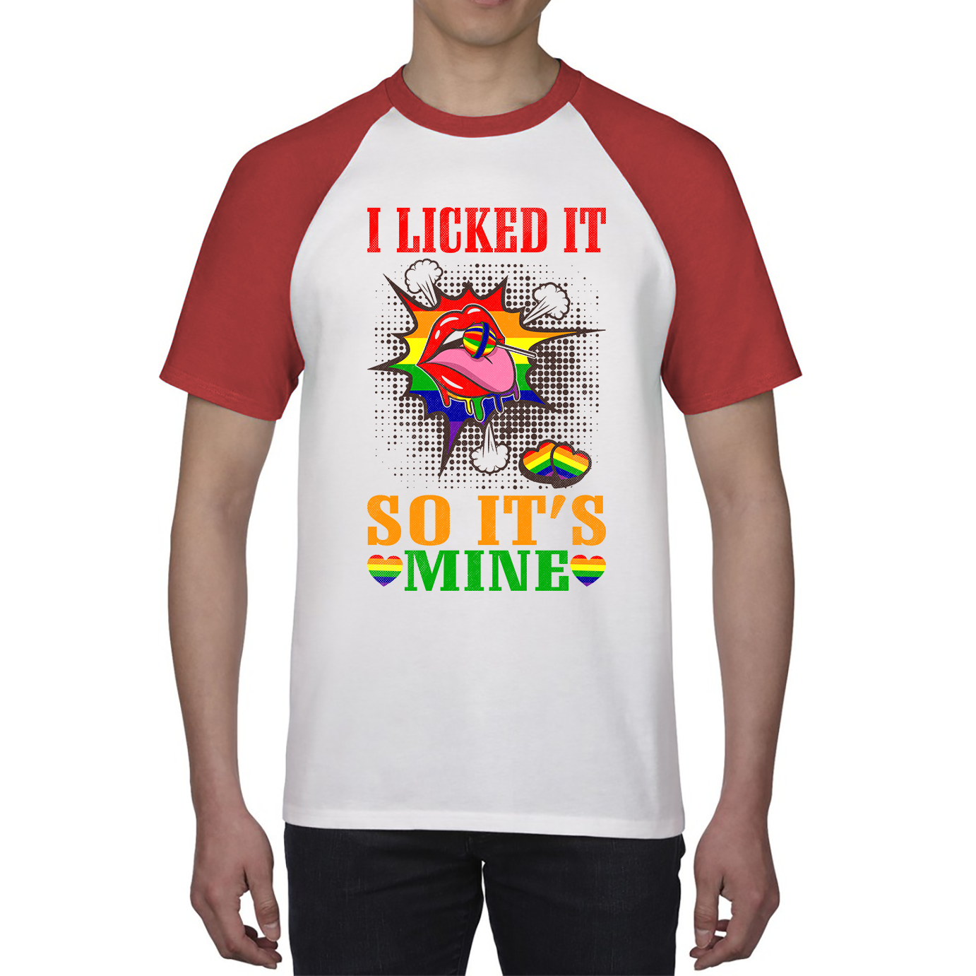 I Licked It So It's Mine LGBT Shirt Funny Lesbians Gay Pride Rainbow Colours Baseball T Shirt