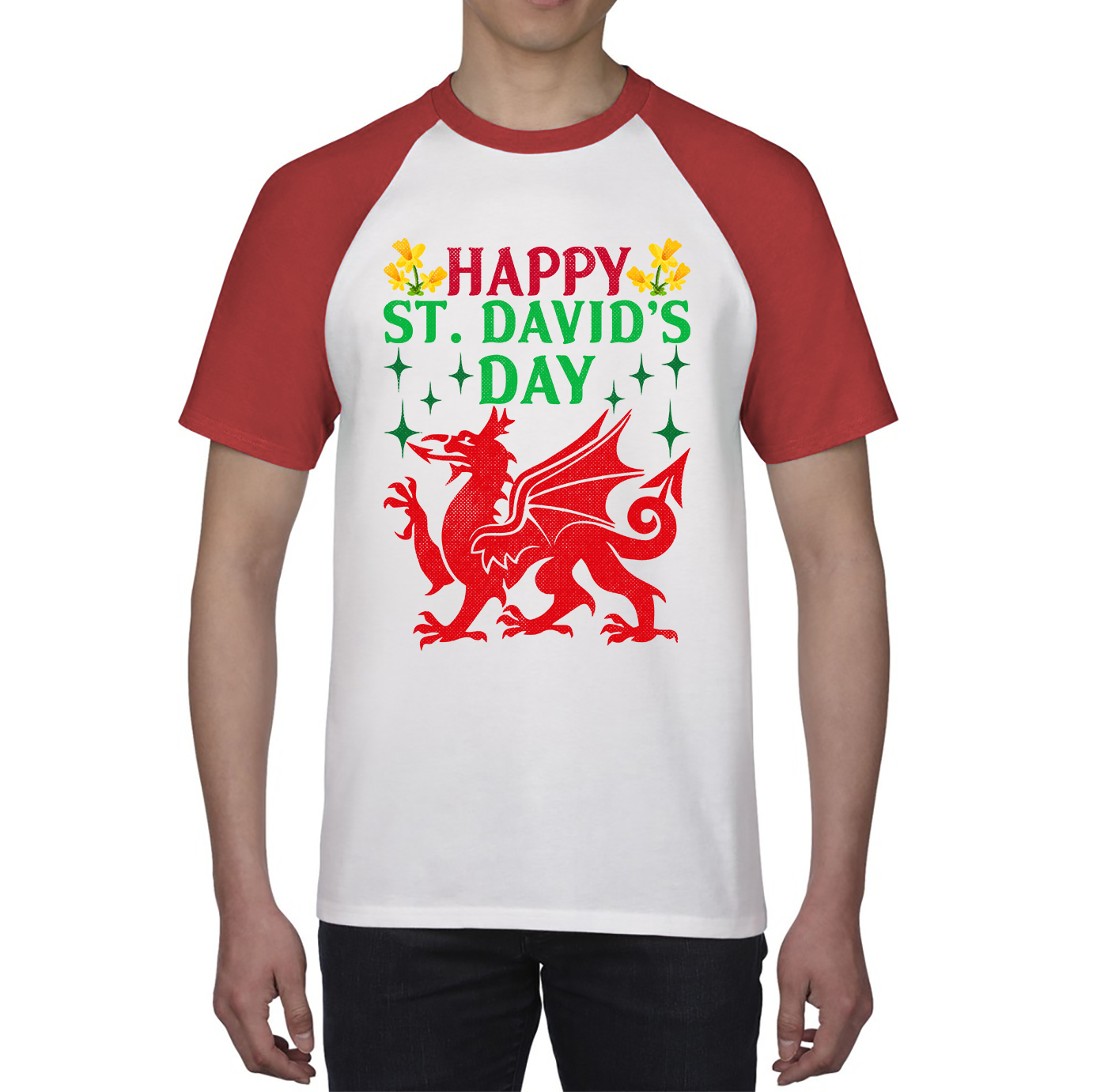 Happy St. David's Day Dragon Welsh Dragon Saint Welsh Language Wales Party Baseball T Shirt