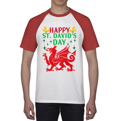 Happy St. David's Day Dragon Welsh Dragon Saint Welsh Language Wales Party Baseball T Shirt