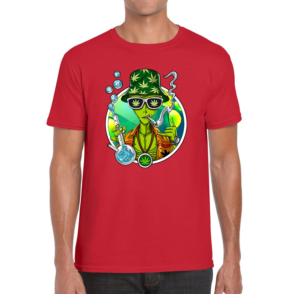 Alien Stoner Smoking Funny Mens T Shirt