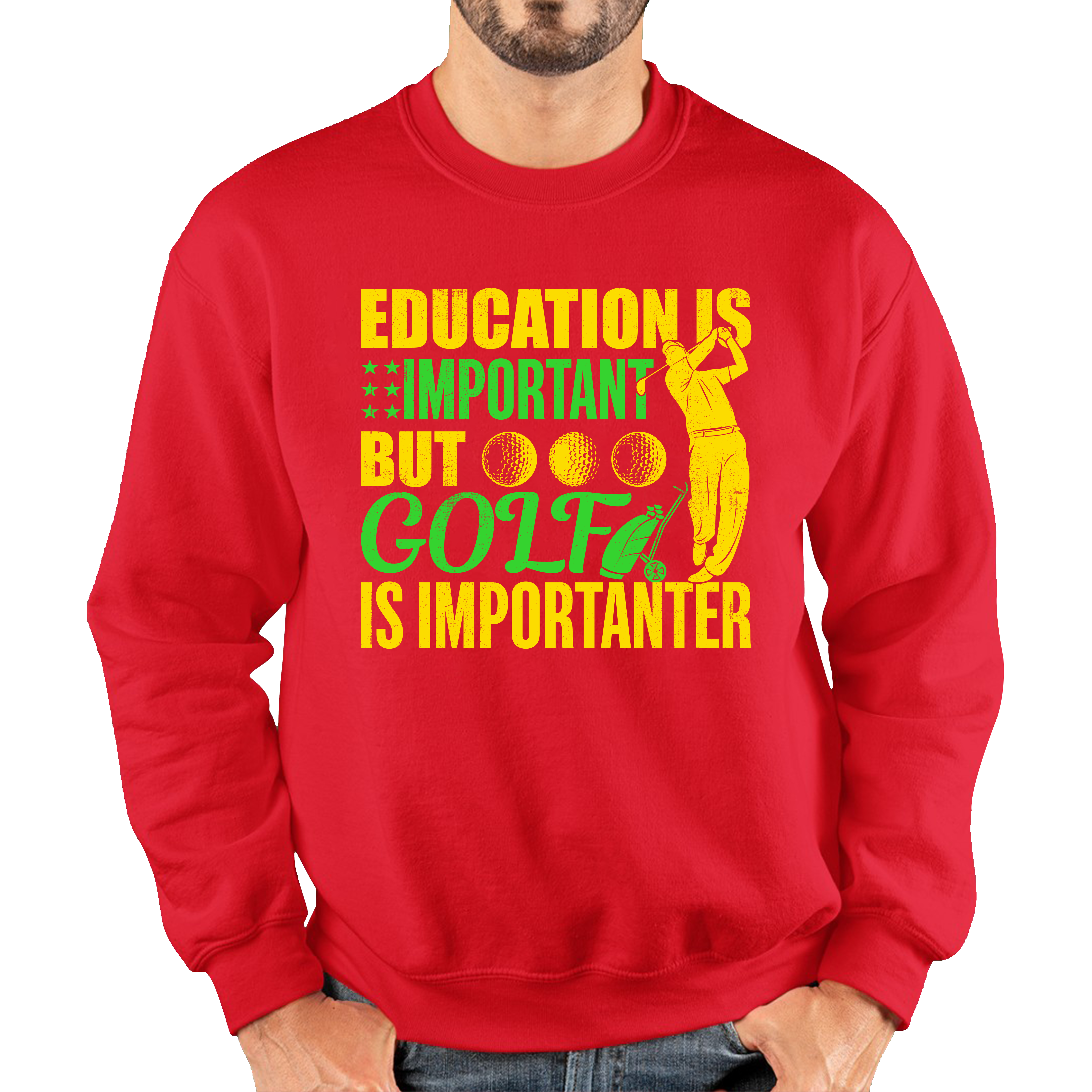 Education Is Important But Golf Is Importanter Jumper Golf Lover Sports Lover Gift Mens Sweatshirt