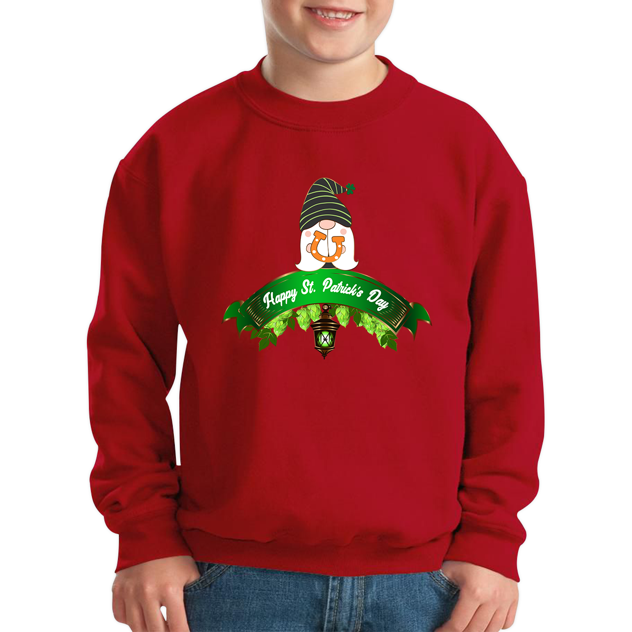 Happy St. Patrick's Day Leprechaun Gnome Irish Gnomes Lucky Gnomes Saint Patricks Day Kids Jumper