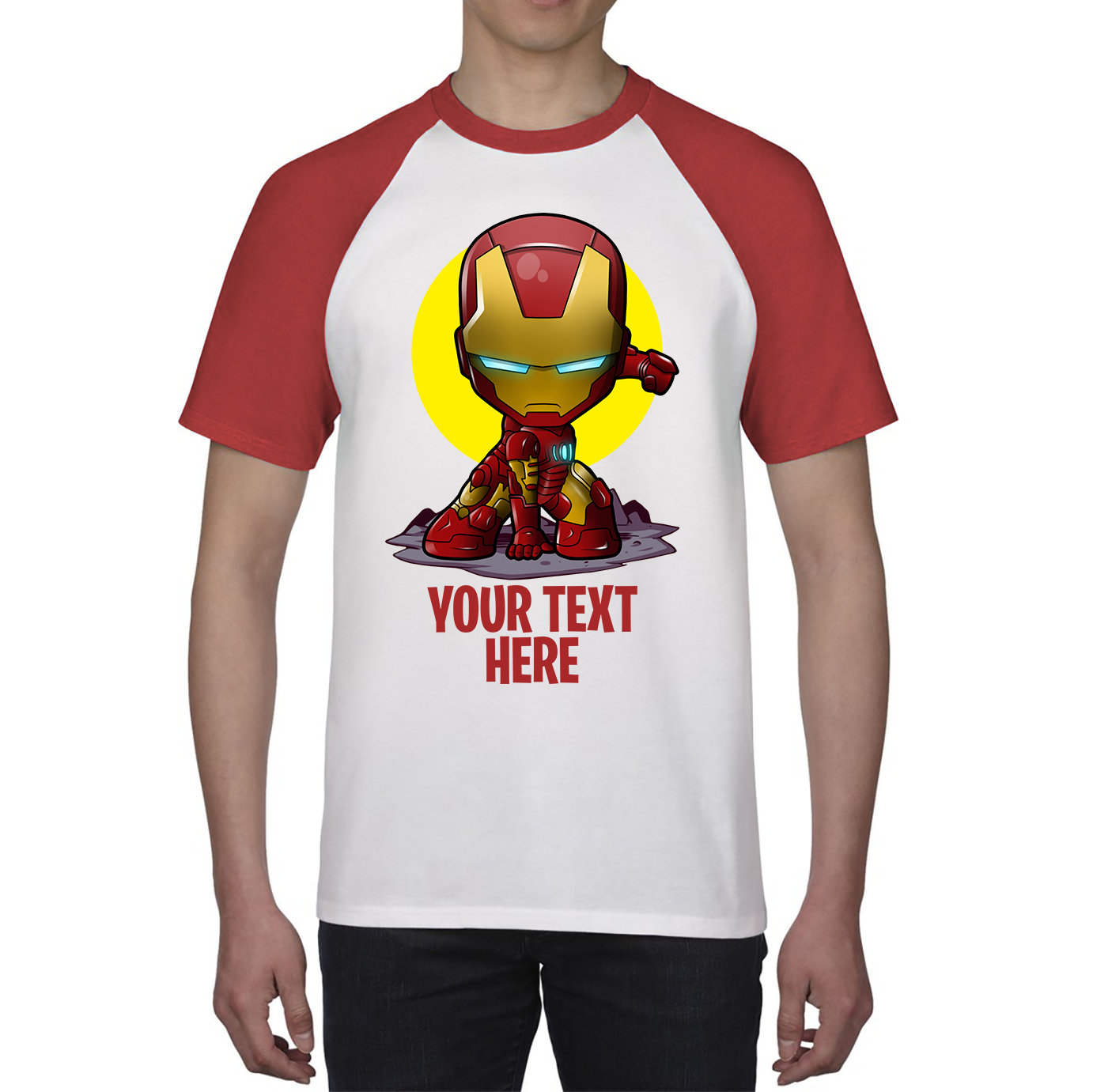 Personalised Your Text Iron Man Shirt DC Comic Superhero Birthday Gift Baseball T Shirt
