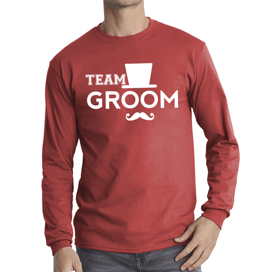 Team Groom Moustache Stage Party Funny Wedding Engagement Parties Long Sleeve T Shirt