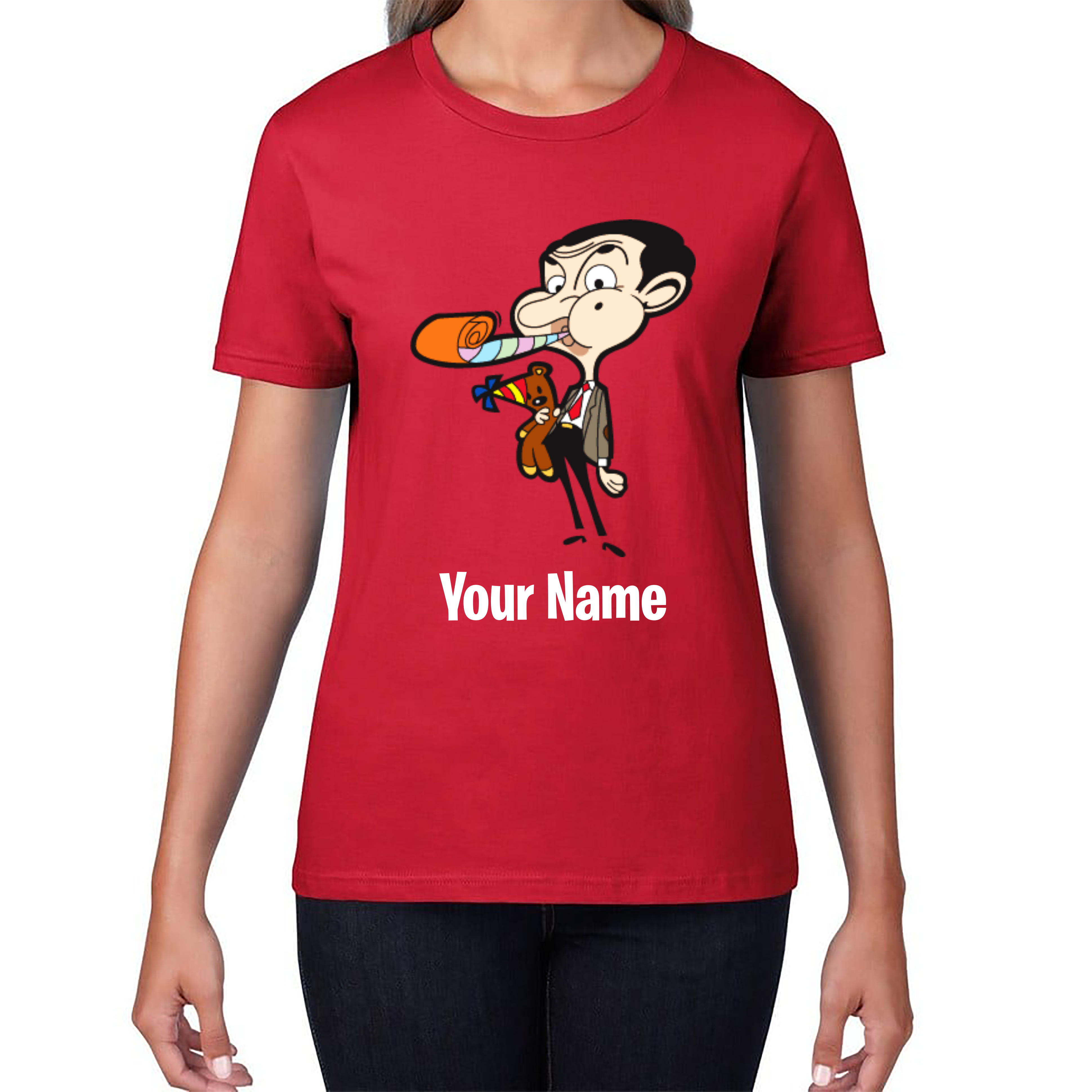Personalised Mr. Bean Your Custom Name Ladies T Shirt