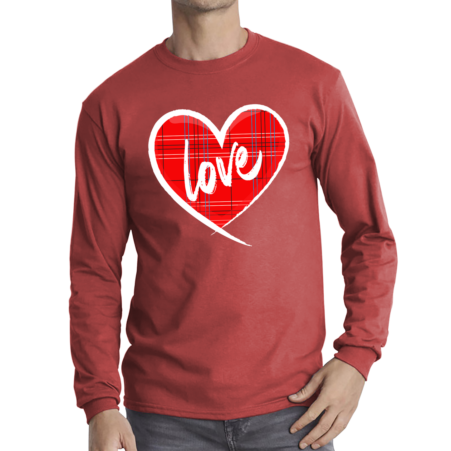Hand Drawn Love Heart Happy Valentine's Day Lover Heart Long Sleeve T Shirt
