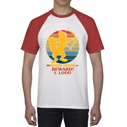 Robin Hood Reward £1000 Funny Cartoon Character Baseball T Shirt