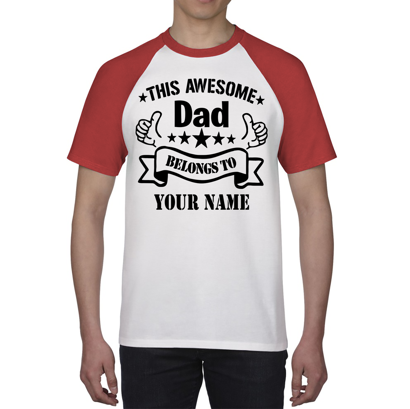 Personalised This Awesome Dad Belongs To Your Name Shirt Father's Day Gift For Dad Baseball T Shirt