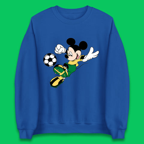Mickey Mouse Kicking Football Soccer Player Disney Cartoon Mickey Soccer Player Football Team Unisex Sweatshirt