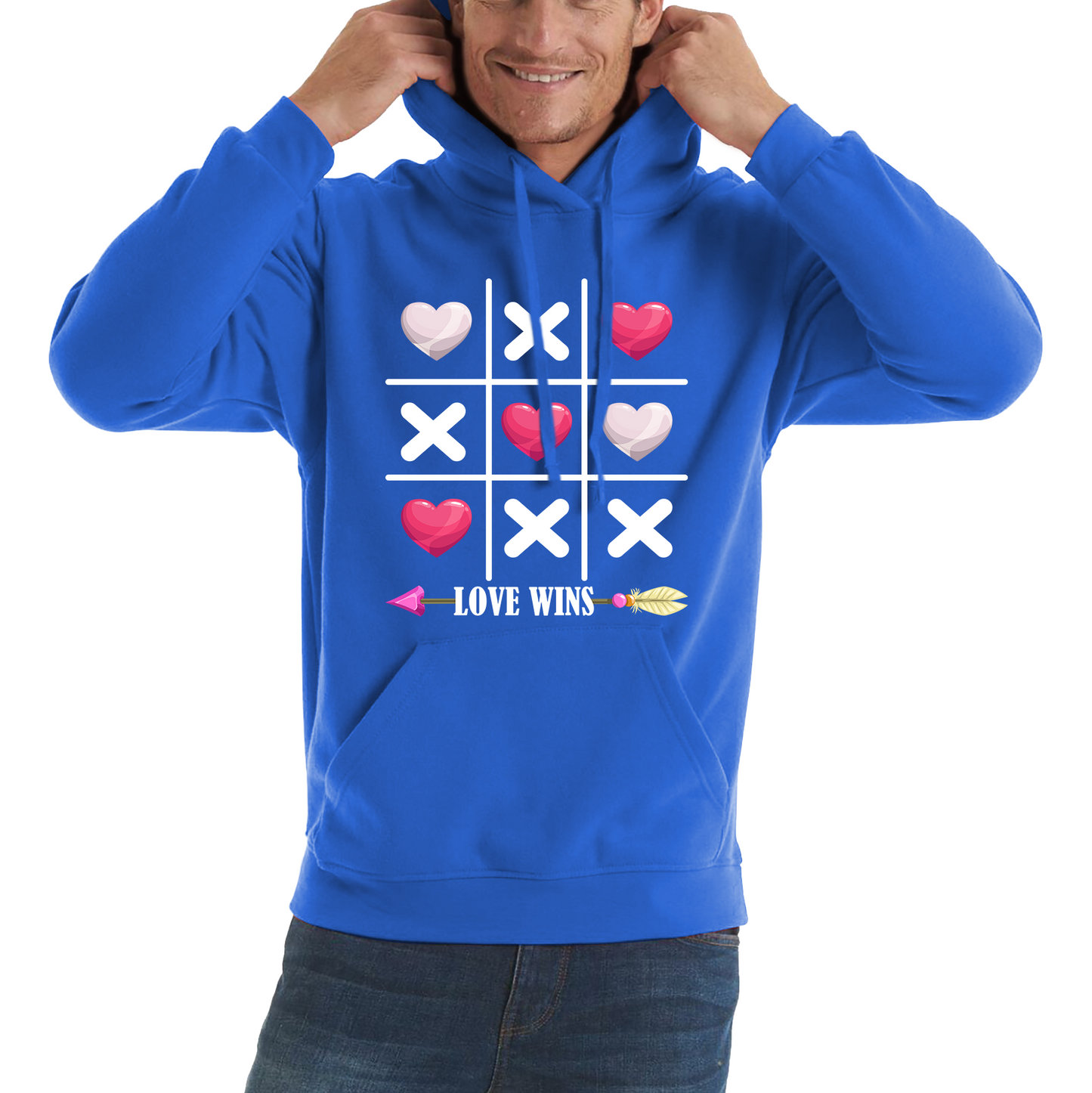 Valentine's Day Tic Tac Toe Love Wins Tic Tac Funny Game Lovers Gift Unisex Hoodie