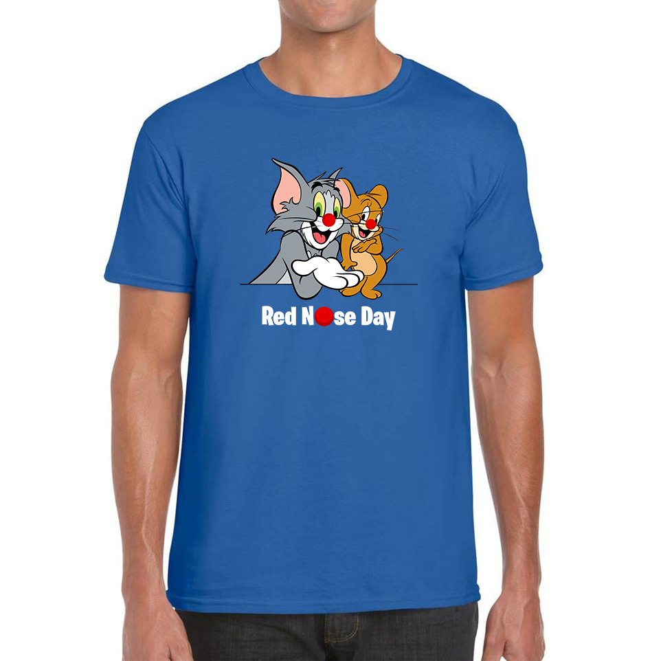 Tom And Jerry Red Nose Day Adult T Shirt. 50% Goes To Charity