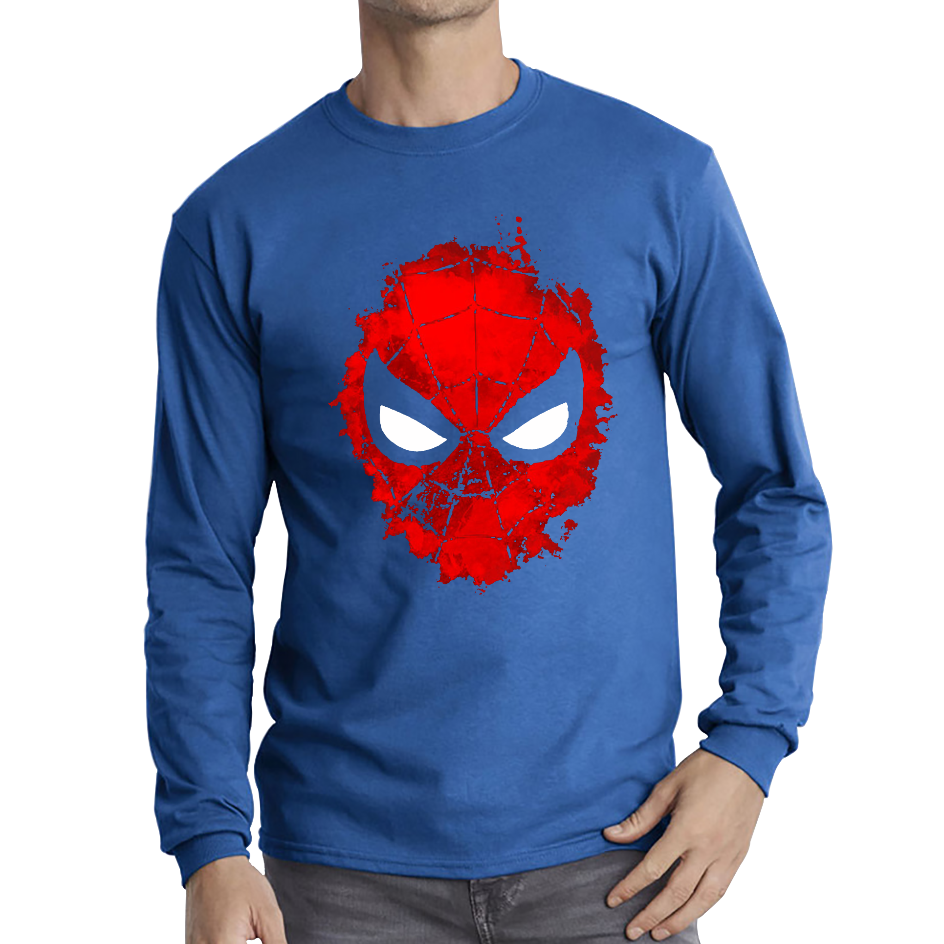 Marvel Comics Spiderman Face Adult Long Sleeve T Shirt