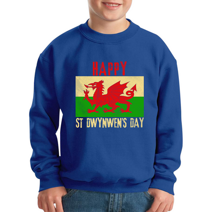 Happy St Dwynwen's Day Dydd Santes Dwynwen Saint Dwynwen Day Saint Of Lovers Kids Jumper