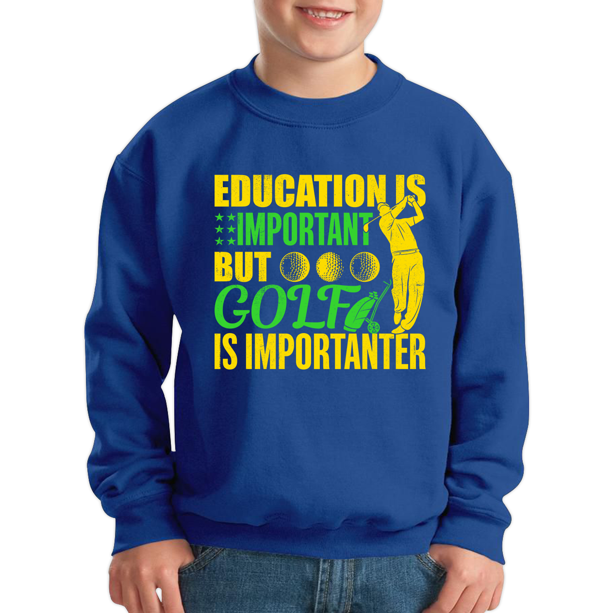 Education Is Important But Golf Is Importanter Jumper Golf Lover Sports Lover Gift Kids Sweatshirt