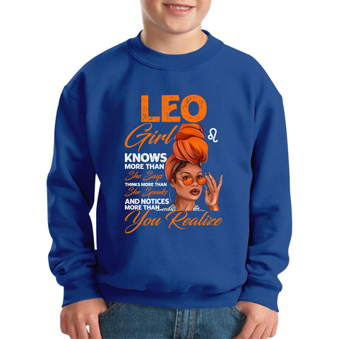 Leo Girl Knows More Than Think More Than Horoscope Zodiac Astrological Sign Birthday Kids Jumper