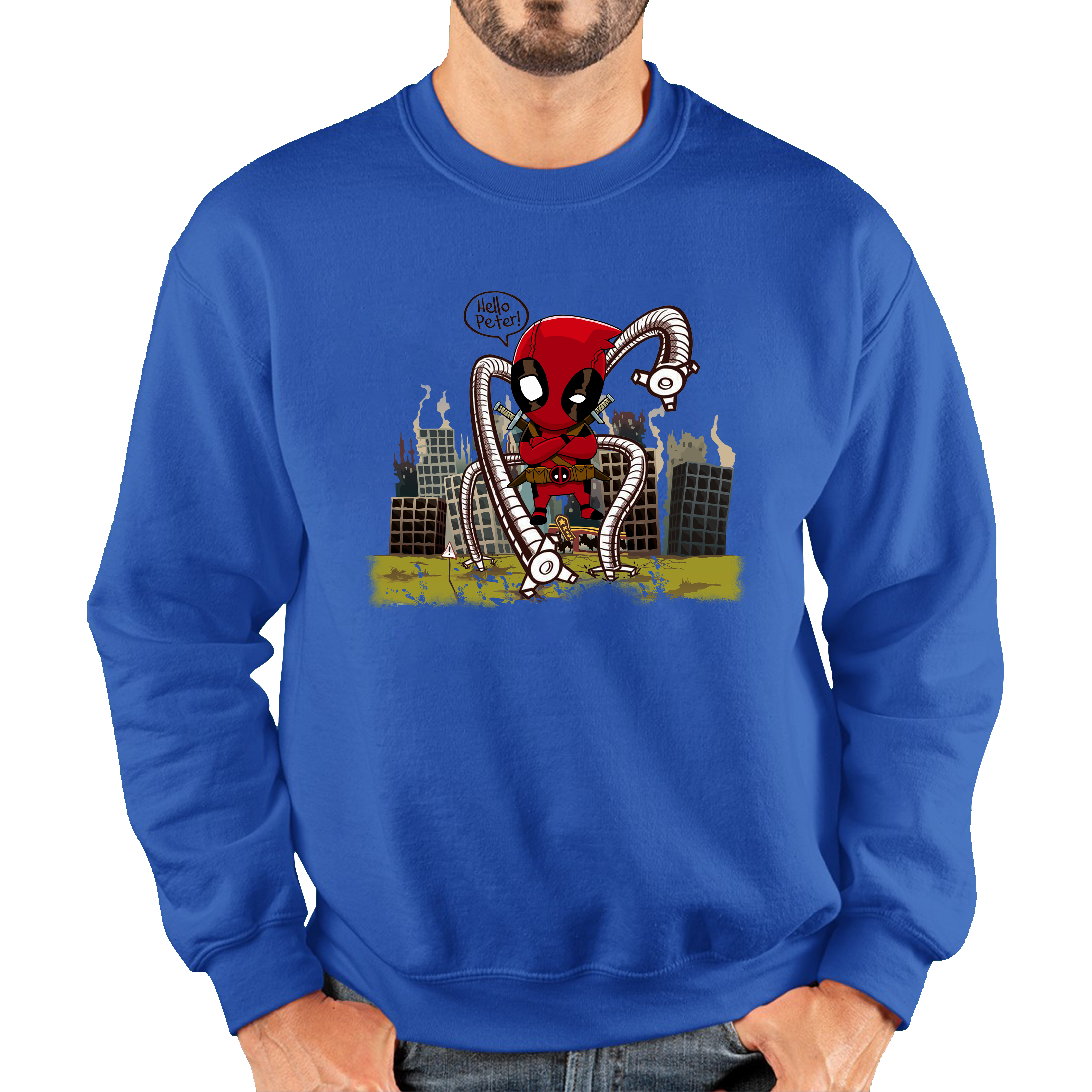 Hello Peter Spiderman x Deadpool Spoof Adult Sweatshirt