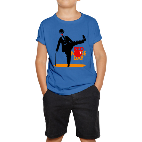 Charlie Chaplin Funny Red Nose Day Kids T Shirt. 50% Goes To Charity