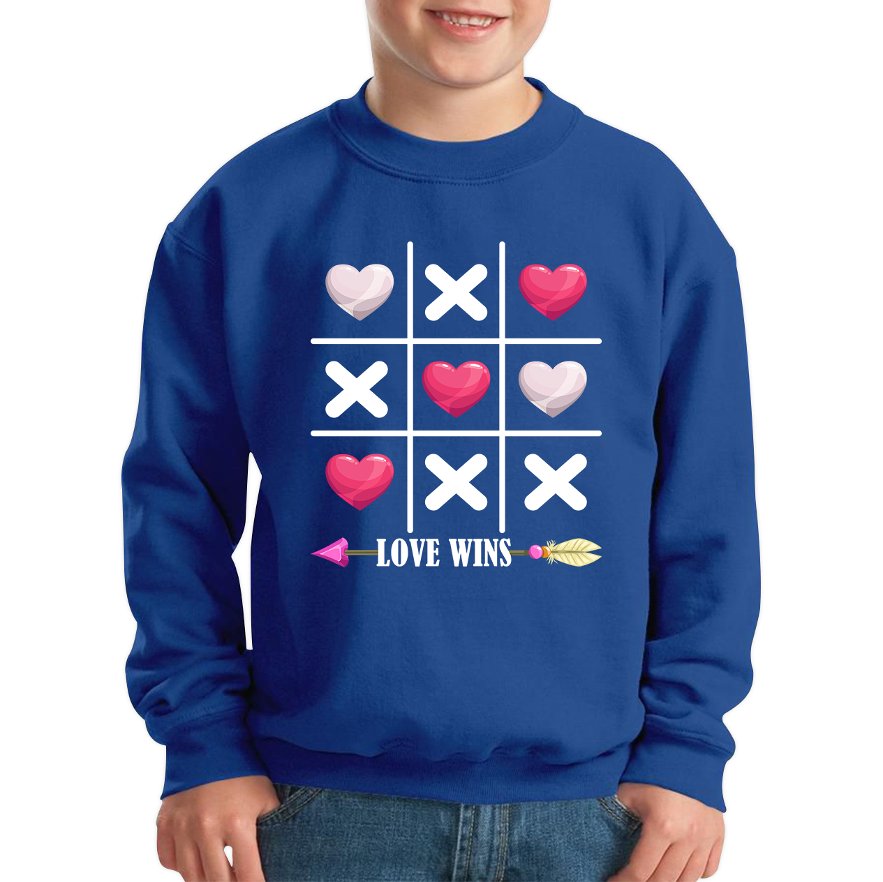 Valentine's Day Tic Tac Toe Love Wins Tic Tac Funny Game Lovers Gift Kids Jumper