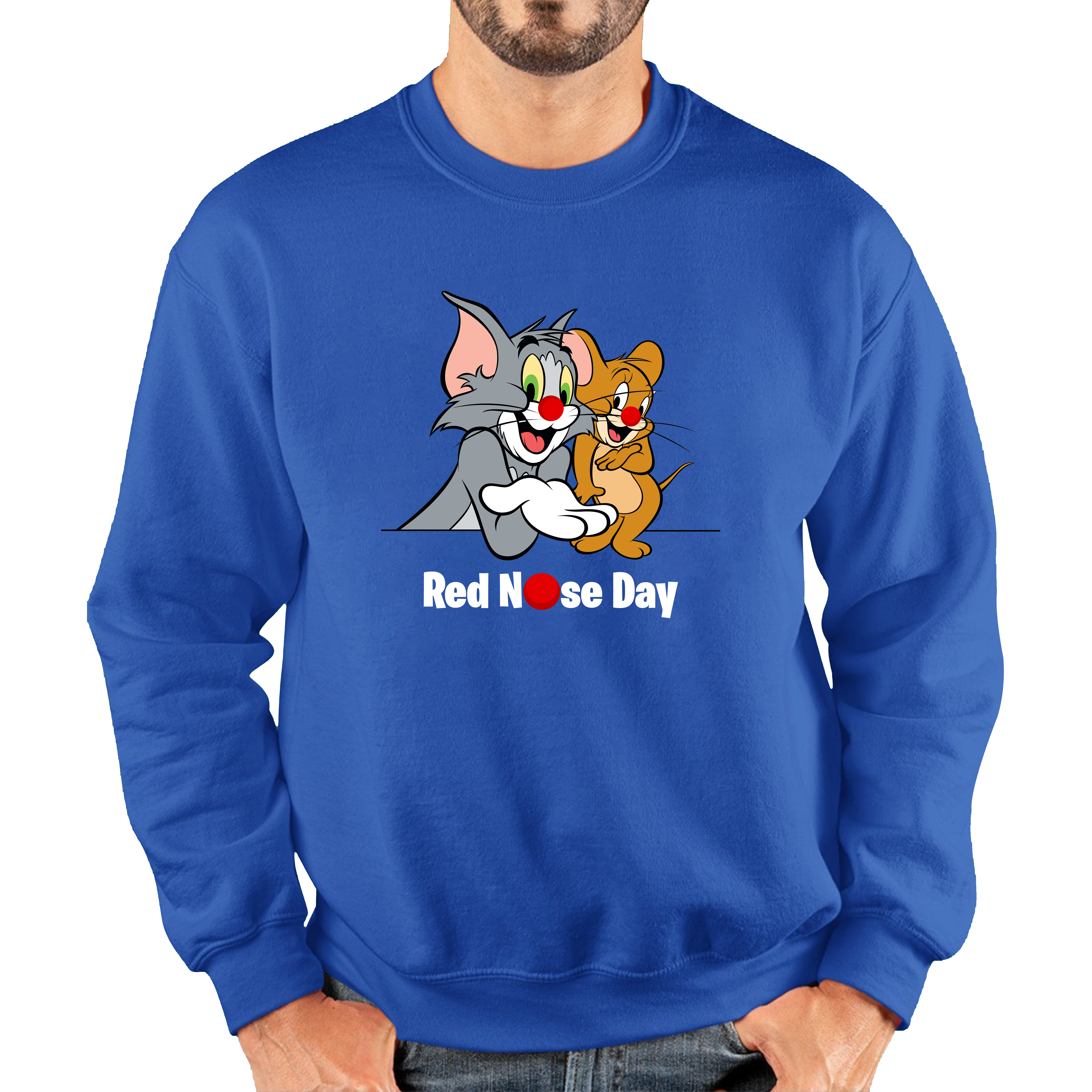 Tom And Jerry Red Nose Day Adult Sweatshirt. 50% Goes To Charity