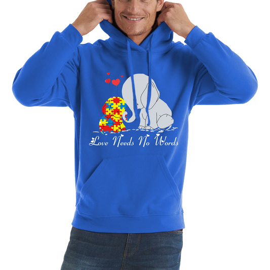 Love Needs No Words Elephant Autism Awareness Hoodie