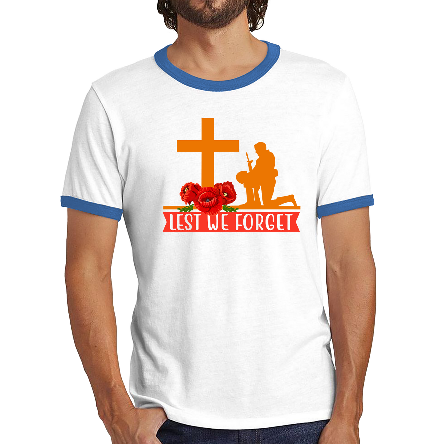 Lest We Forget Anzac Day Poppy Uk Ringer T Shirt