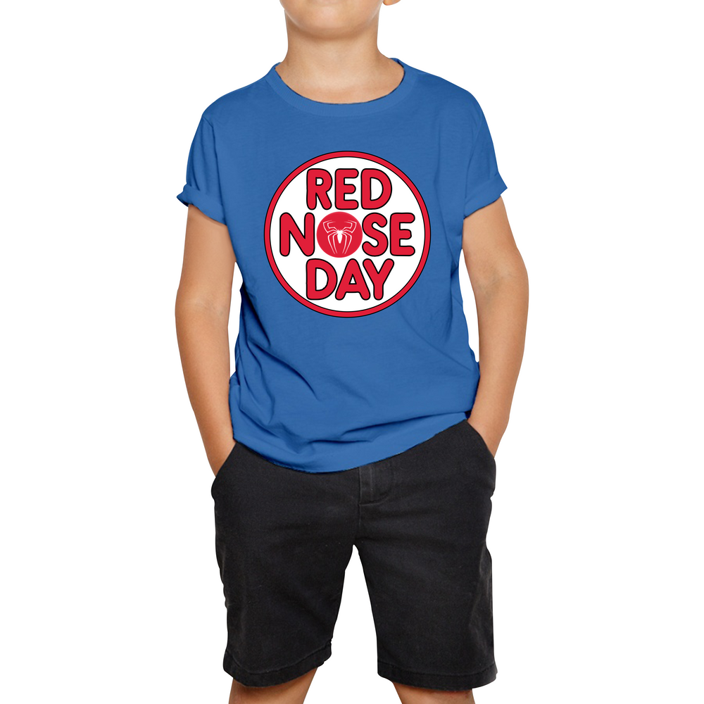 Spider Man Red Nose Day Kids T Shirt. 50% Goes To Charity