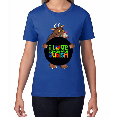 I Love Someone With Autism The Gruffalo Red Nose Day Ladies T Shirt. 50% Goes To Charity