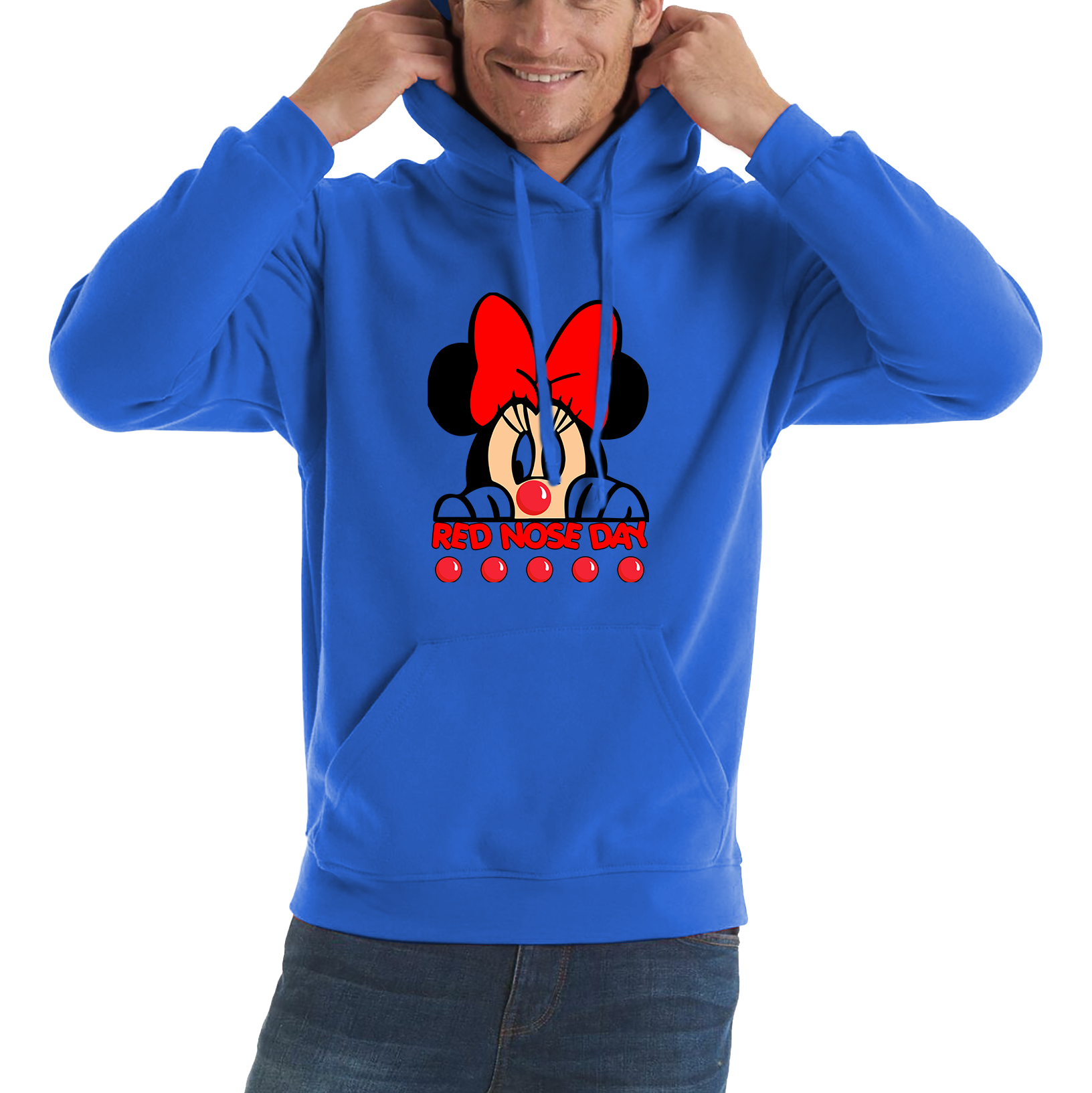 Disney Minnie Mouse Red Nose Day Adult Hoodie. 50% Goes To Charity