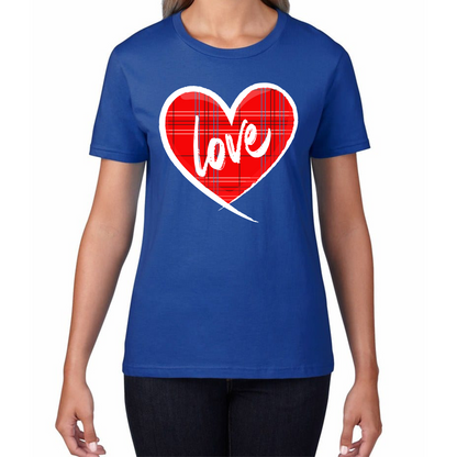 Hand Drawn Love Heart Happy Valentine's Day Lover Heart Womens Tee Top