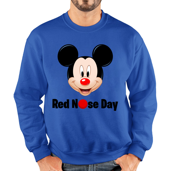 Disney Mickey Mouse Red Nose Day Adult Sweatshirt. 50% Goes To Charity