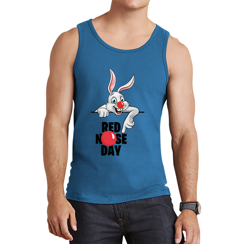 White Bunny Red Nose Day Tank Top. 50% Goes To Charity