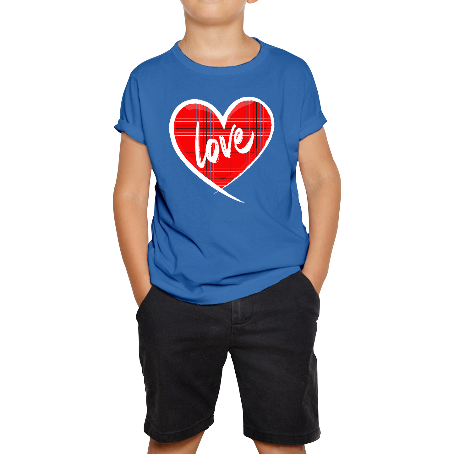 Hand Drawn Love Heart Happy Valentine's Day Lover Heart Kids Tee