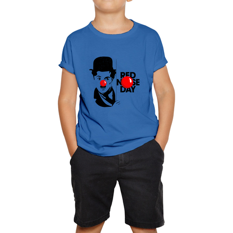 Charlie Chaplin Funny Red Nose Day Kids T Shirt. 50% Goes To Charity