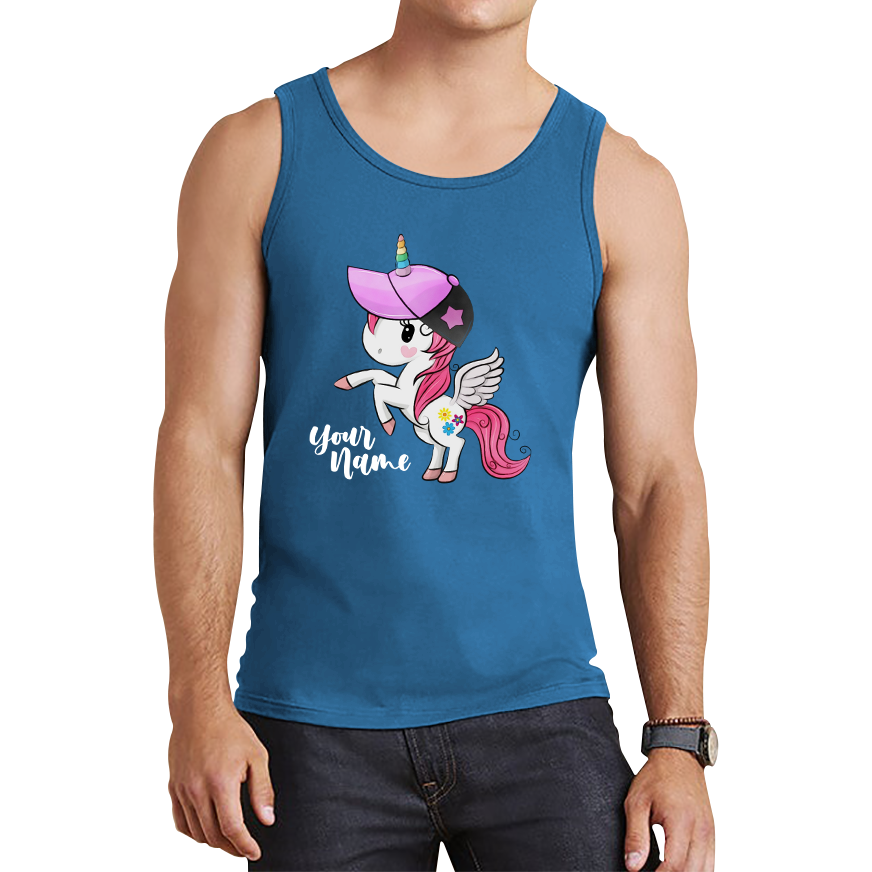 Personalised Your Name Little Unicorn Horse Funny Tank Top
