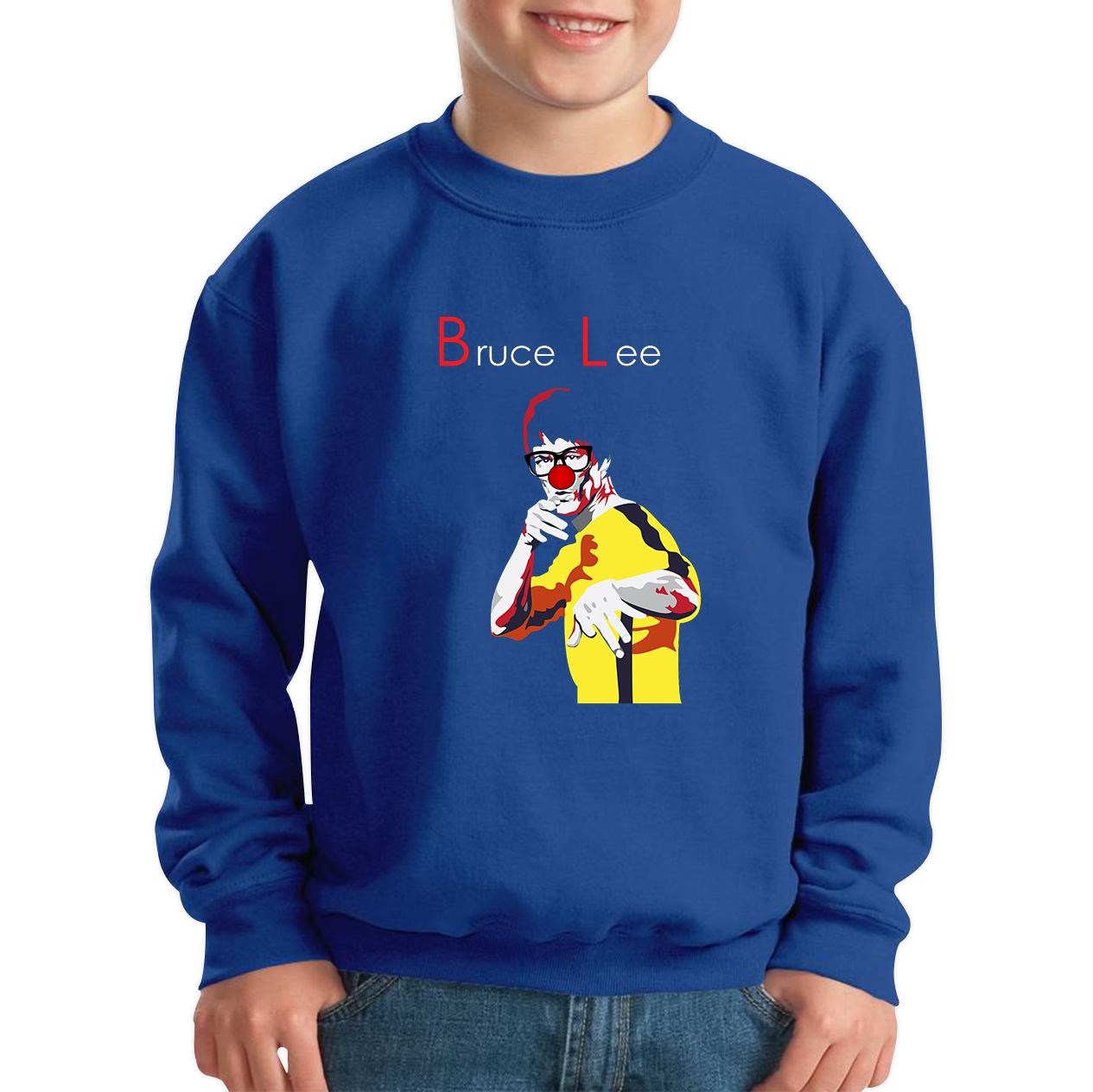 Bruce Lee Red Nose Day Kids Sweatshirt. 50% Goes To Charity