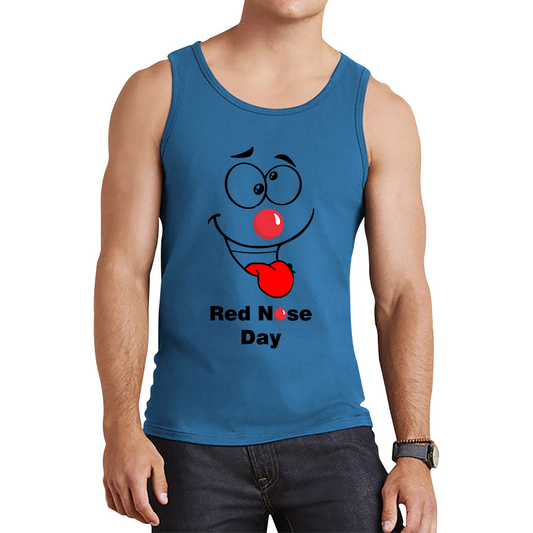 Naughty Emoji Face Red Nose Day Tank Top