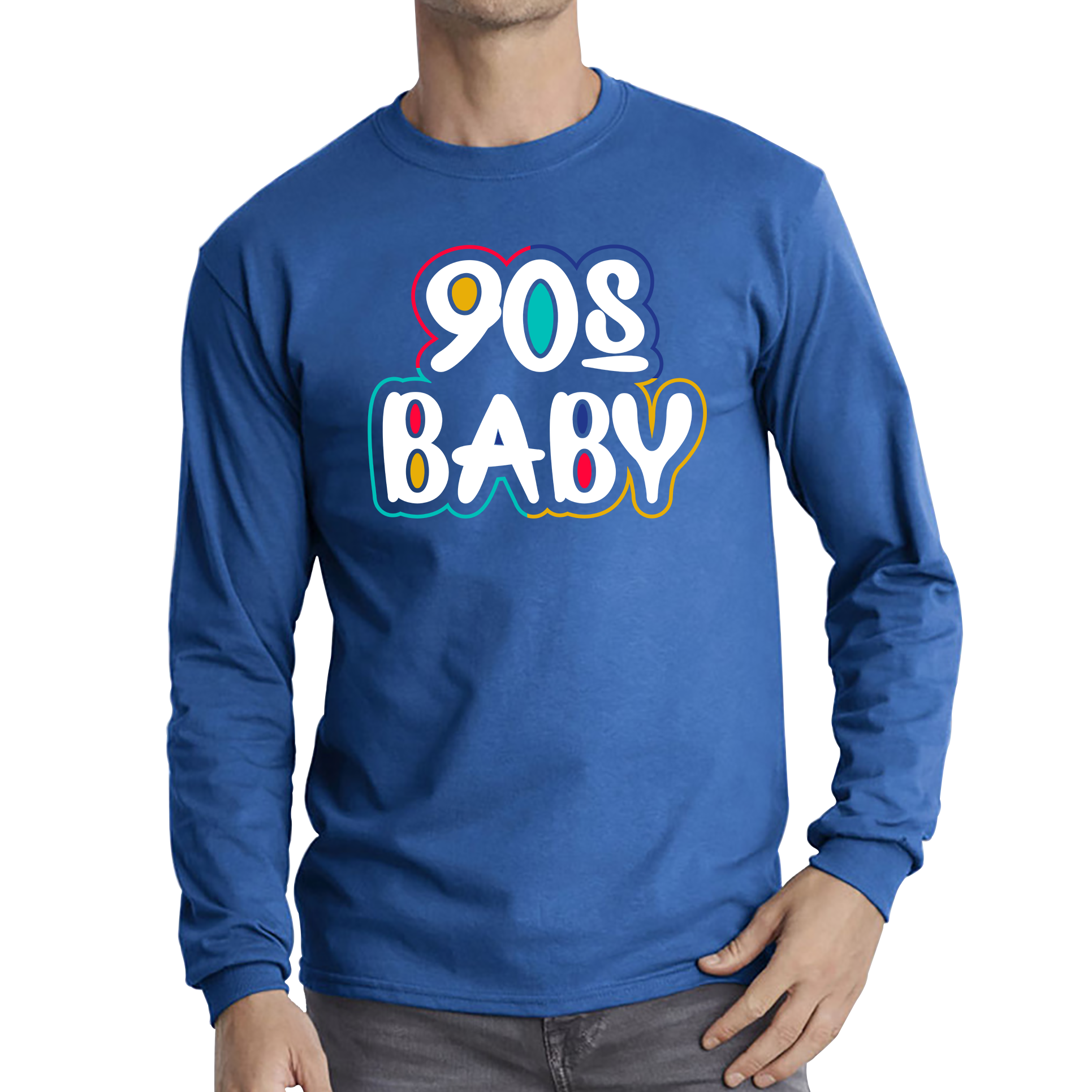 90s Baby Shirt Awesome cool 90's baby fashion Vintag Funny Joke Novelty Design Long Sleeve T Shirt