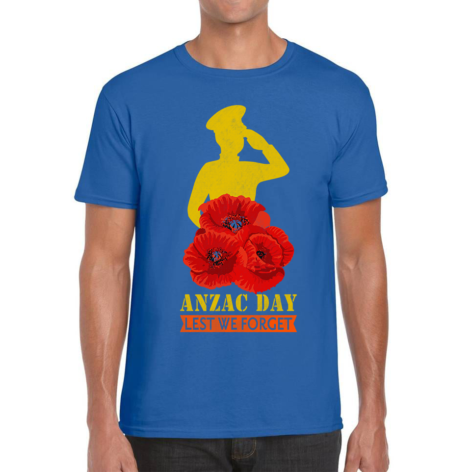 Anzac Day Lest We Forget Poppy Flowers British Veteran T Shirt
