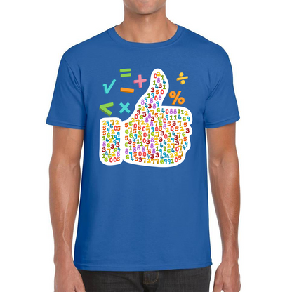 World Numbers Day Maths Day Funny Thumbs Up Colour Numbered Charity Day Mens Tee Top